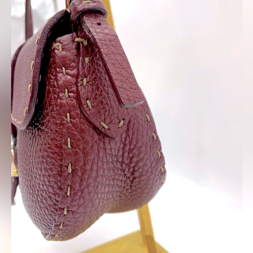 Auth Fendi Plum Selleria Leather Baguette Shoulder Bag Preloved Purse Excellent - Picture 3 of 14